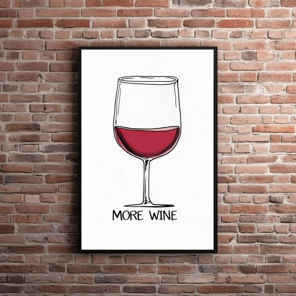 More Wine Glass Sketch Funny Bar Quote Minimalist Kitchen Poster - Image 6
