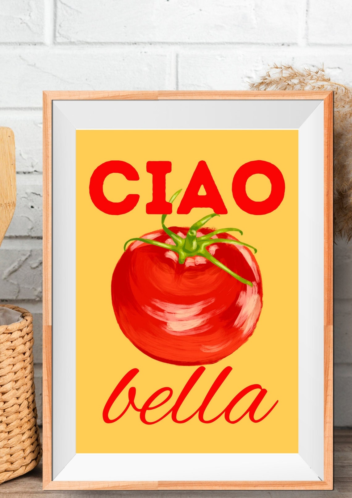 Ciao Bella Rustic Italian Tomato Bold Kitchen Food Art Poster - Image 2