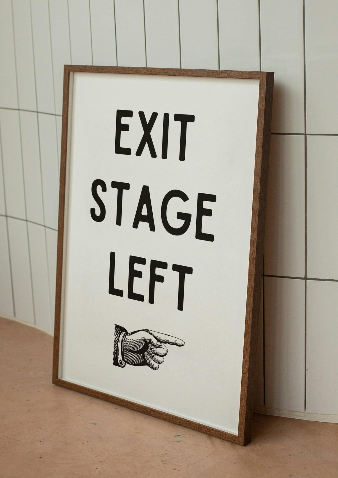 Exit Stage Left Vintage Pointing Hand Theater Sign Wall Poster - Image 2