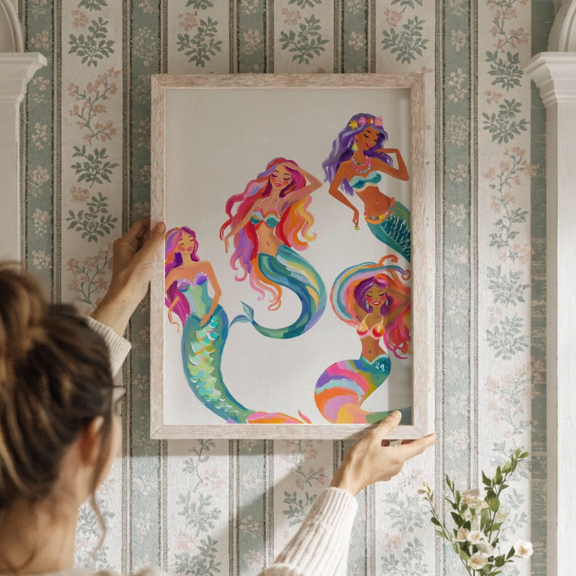 Mermaid Wall Art, Watercolor Ocean Nursery Decor