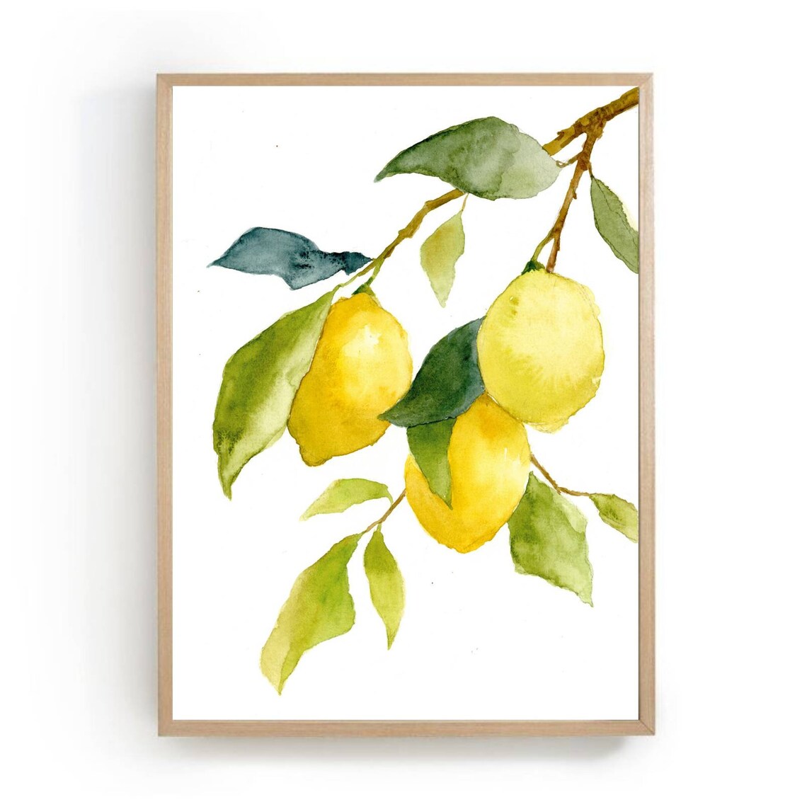 Watercolor Lemon Botanical Art Print, Kitchen Decor