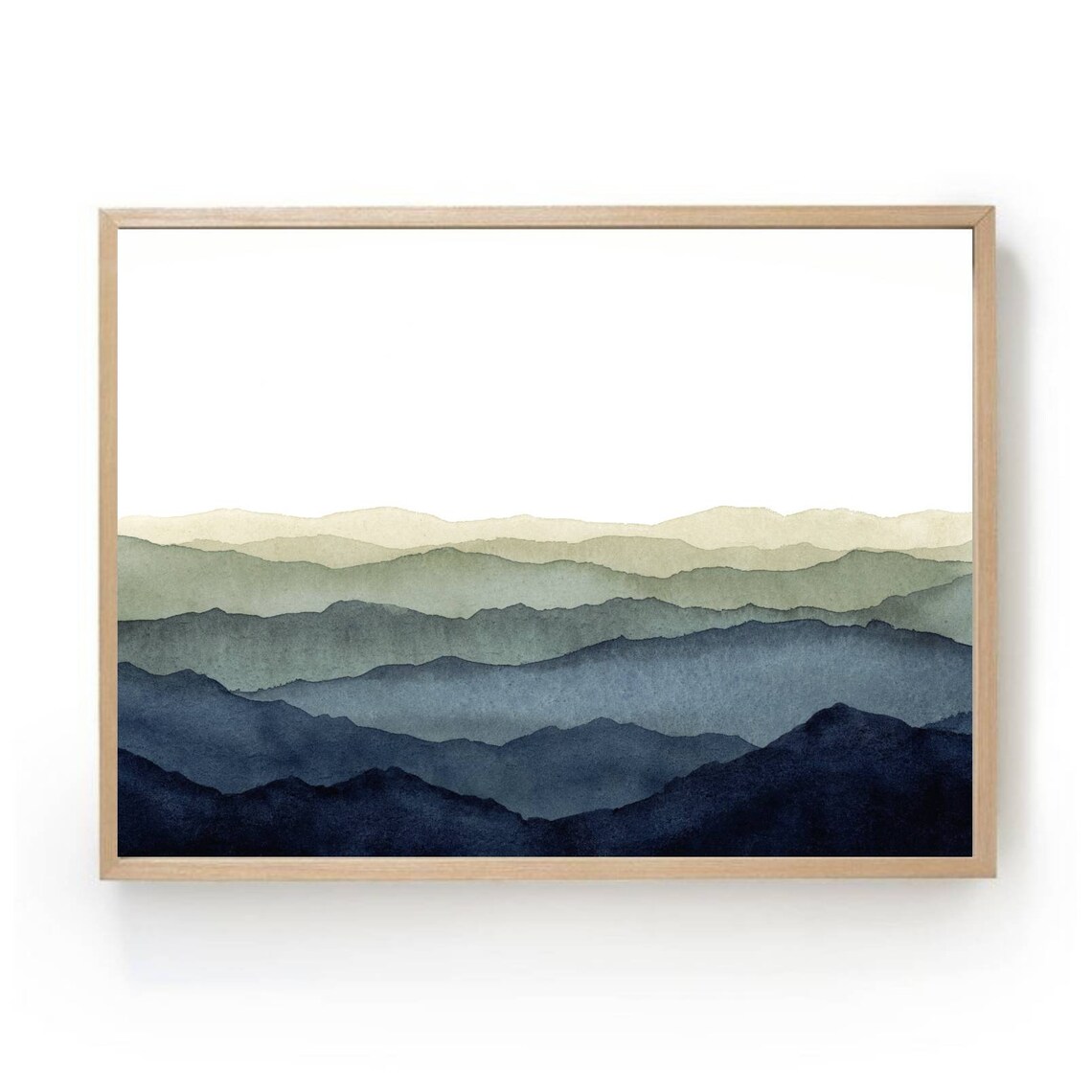 Minimalist Blue Mountains Watercolor Landscape Art Print