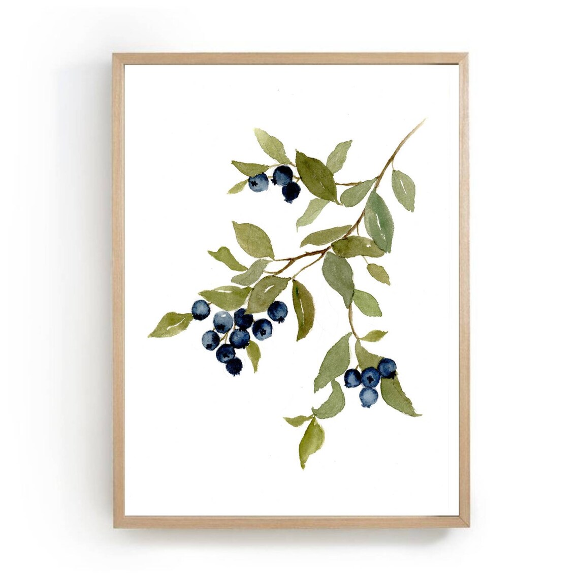 Blueberry Watercolor Poster, Kitchen Decor Art Print