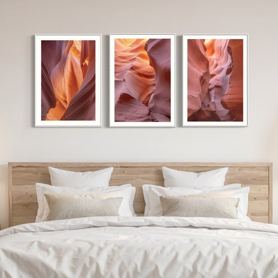 Slot Canyon Set Of 3 Prints Large Triptych Fine Art Photography Desert Southwest Photo Gallery Wall Farmhouse Home Decor