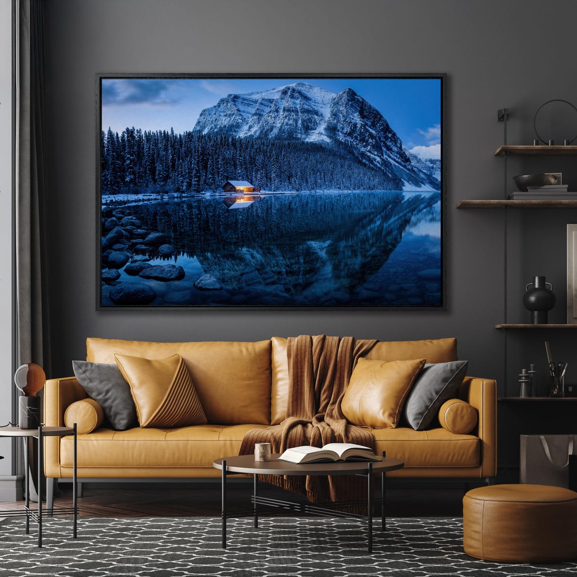 Lake Louise Winter Twilight Cabin Snow Reflection Canada Poster - Image 4