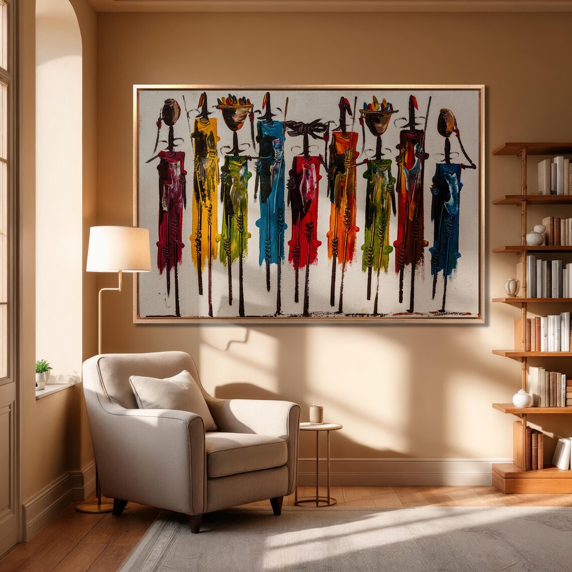 Abstract African Maasai Figures Colorful Tribal Painting Art Poster - Image 3