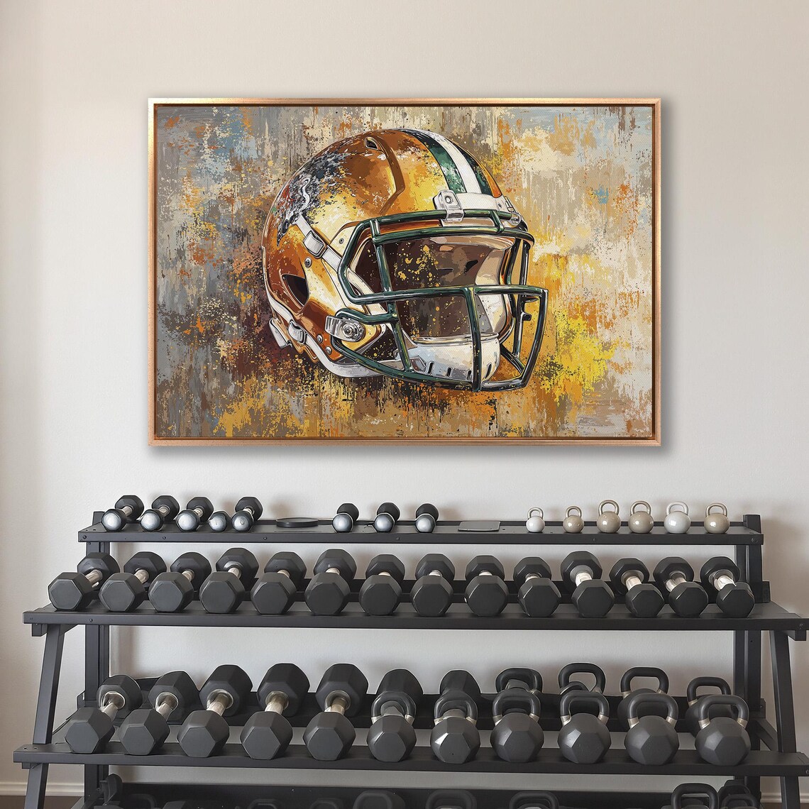 Gold And Green American Football Helmet Painting Sports Poster - Image 4