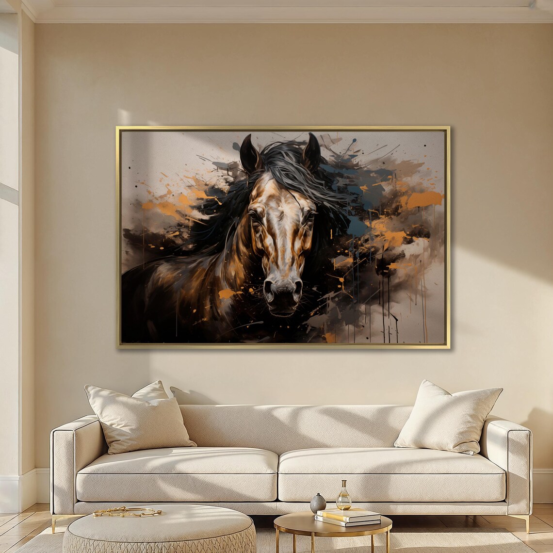 Wild Horse Head Watercolor Splash Rustic Equestrian Wall Art - Image 4
