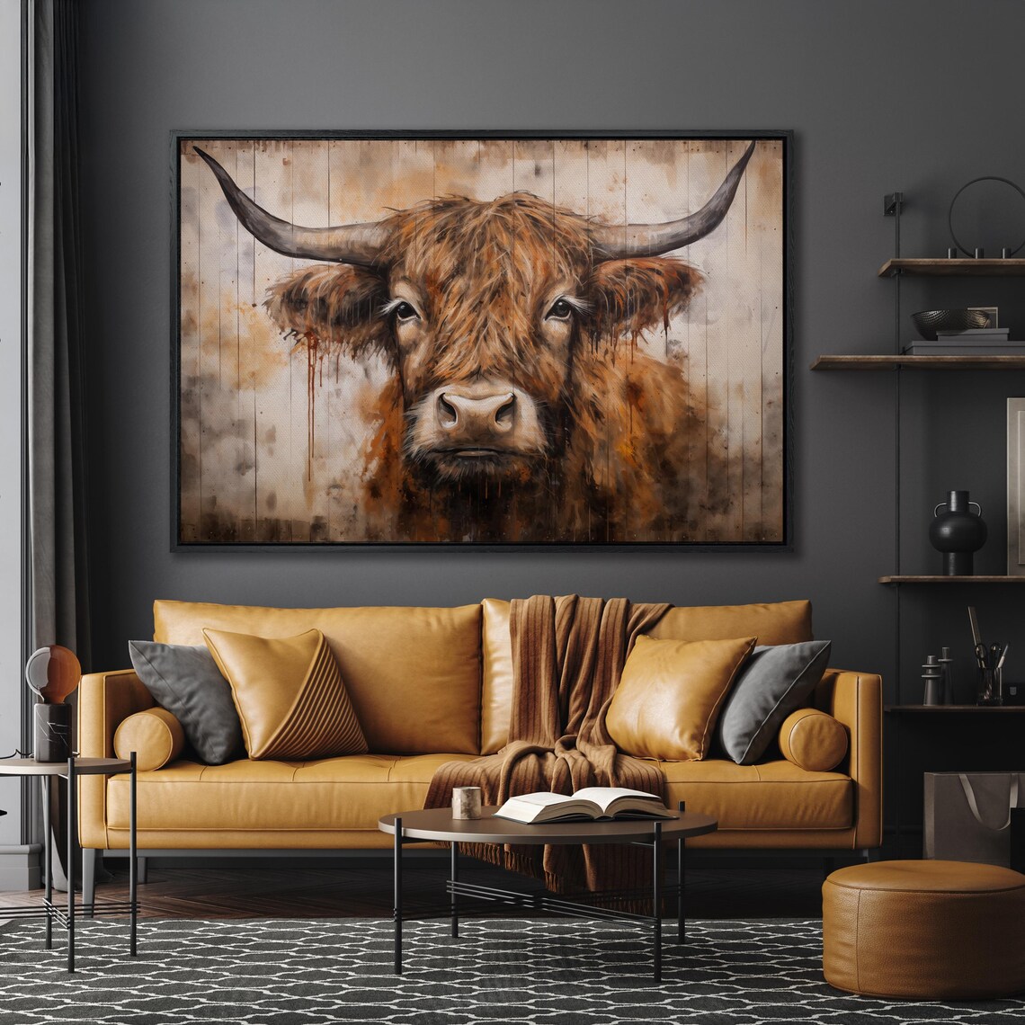 Highland Cow Close-Up Watercolor Rustic Farmhouse Cattle Poster - Image 4
