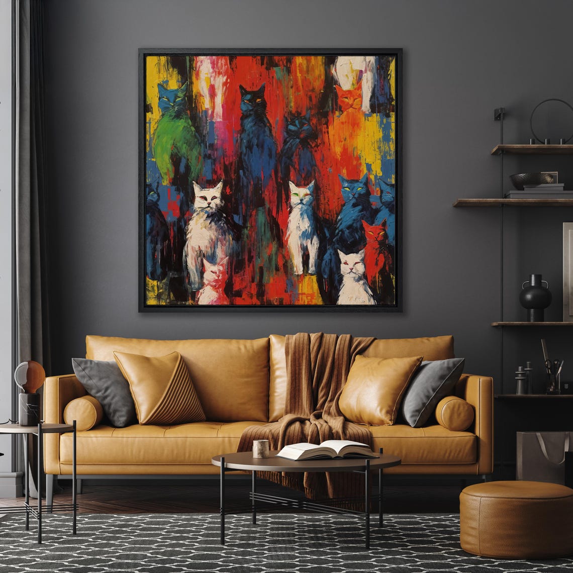 Colorful Pop Art Cats Abstract Graffiti Style Feline Painting Poster - Image 3