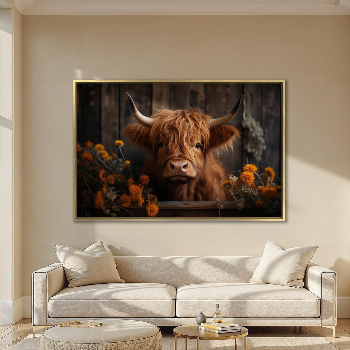 Cute Calf Rustic Farmhouse Art Print, Highland Cow - Image 3