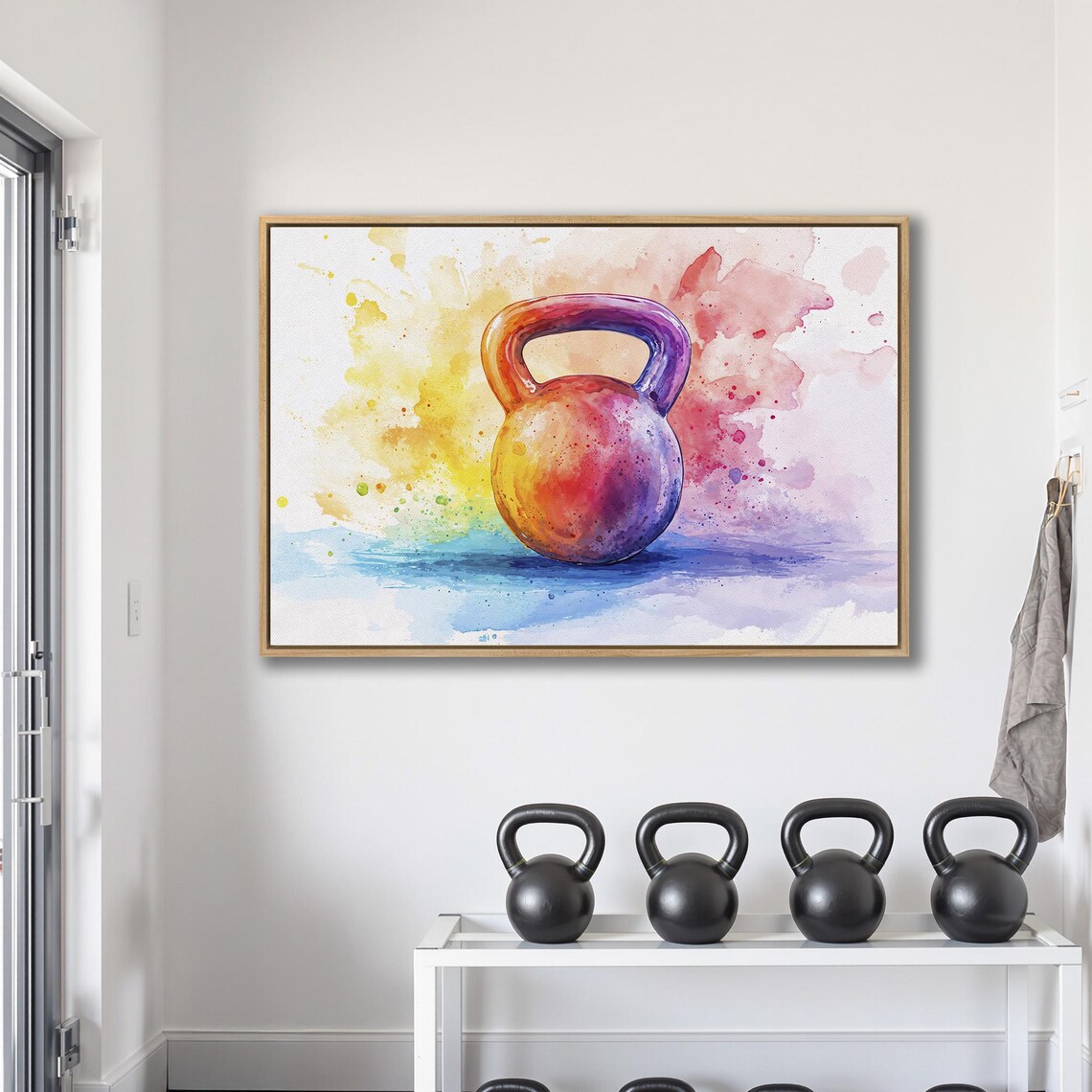 Rainbow Watercolor Kettlebell Vibrant Fitness Painting Sports Poster - Image 2