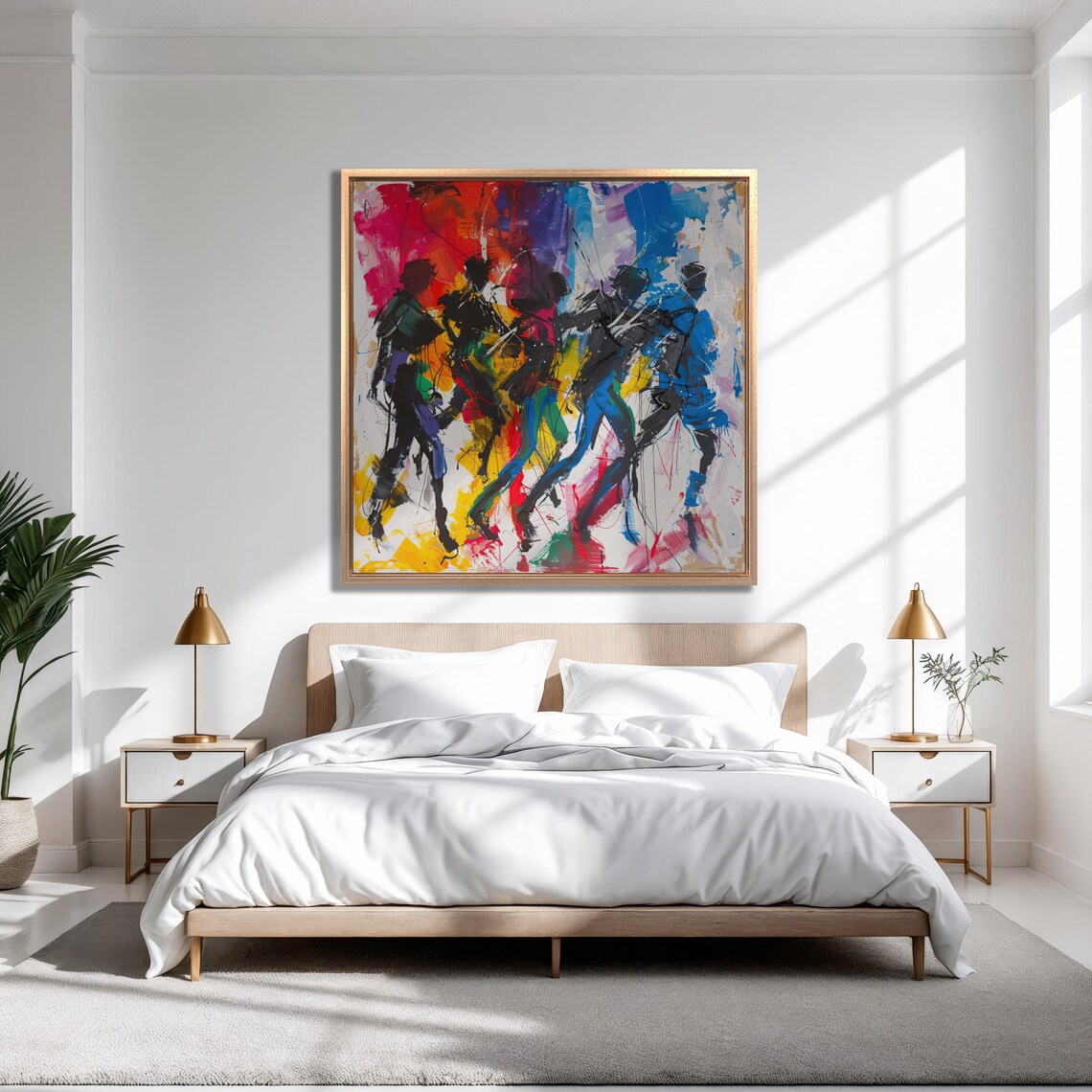 Abstract Dancing People In Vibrant Color Rhythm Painting Art Poster - Image 4