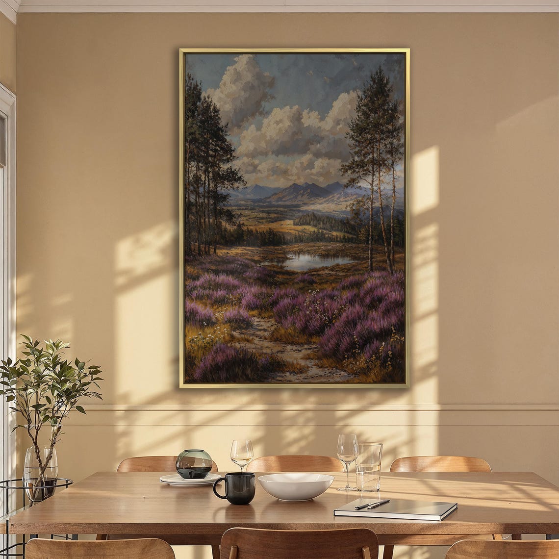 Mountain Valley Vista With Pine Trees and Heather Field Poster - Image 2
