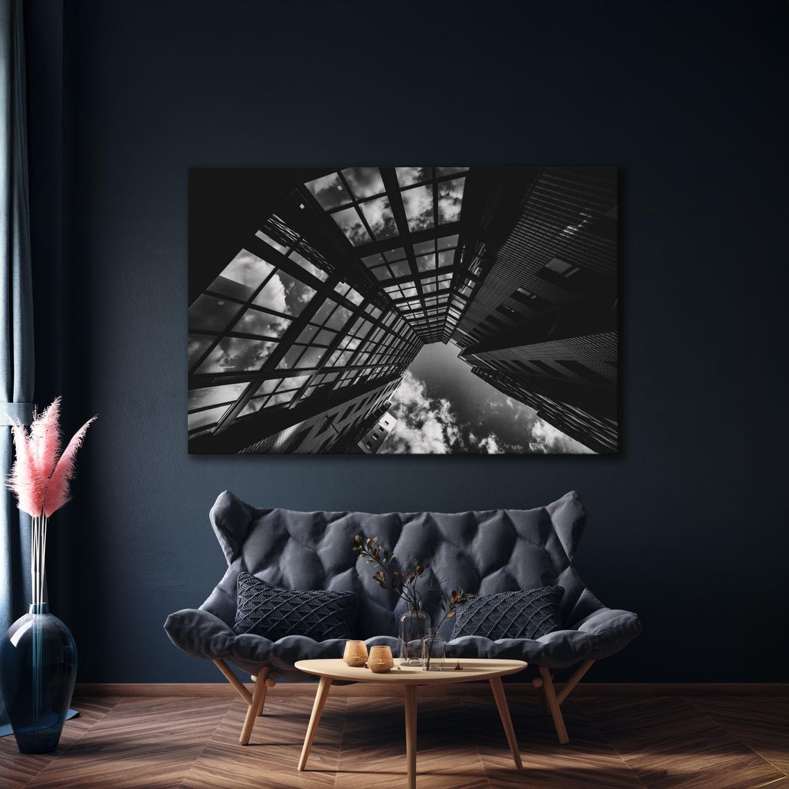 Black White Skyscrapers from Below Urban Architecture Photo Poster - Image 4