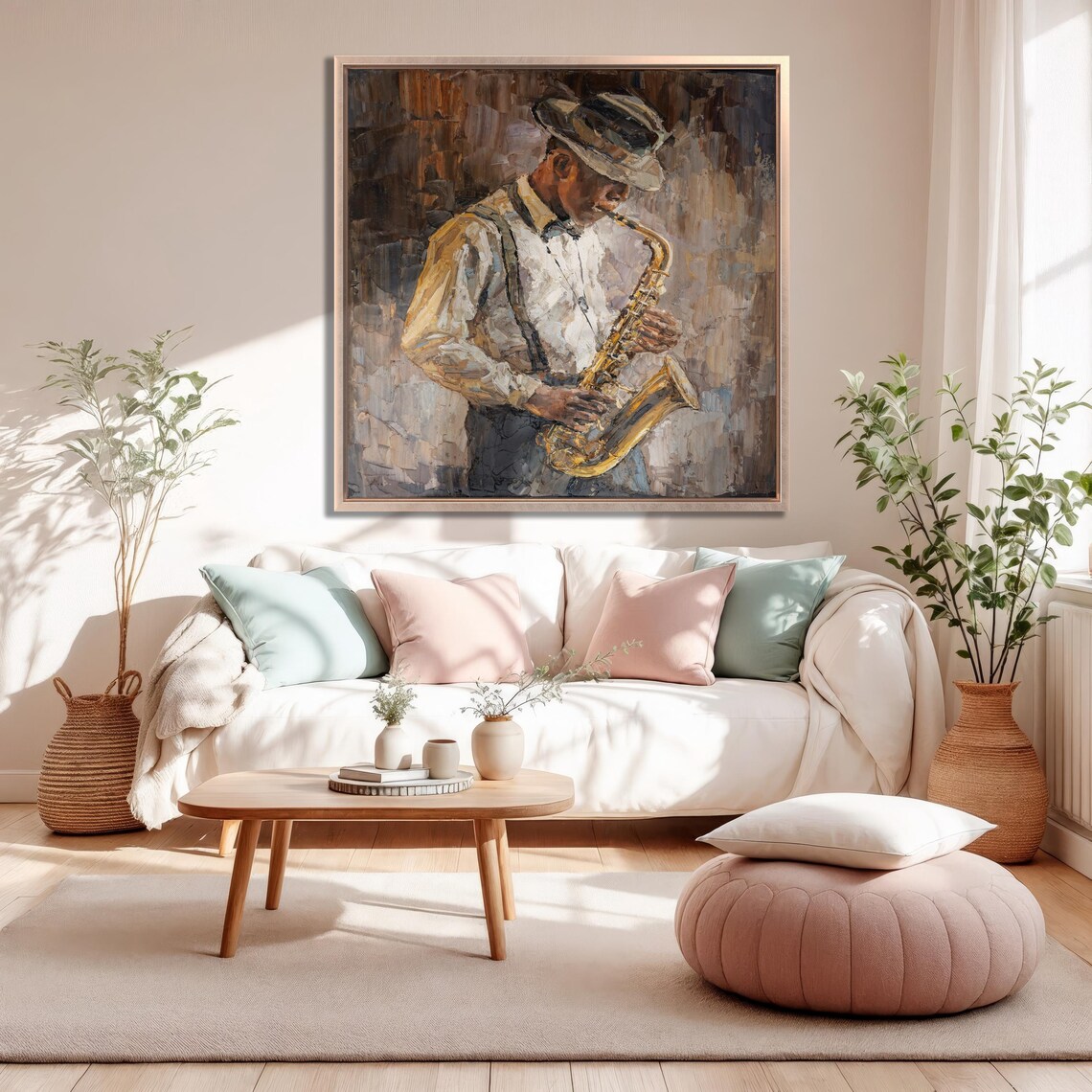 Jazz Saxophonist Musician Oil Painting In Blues Club Style Poster - Image 4