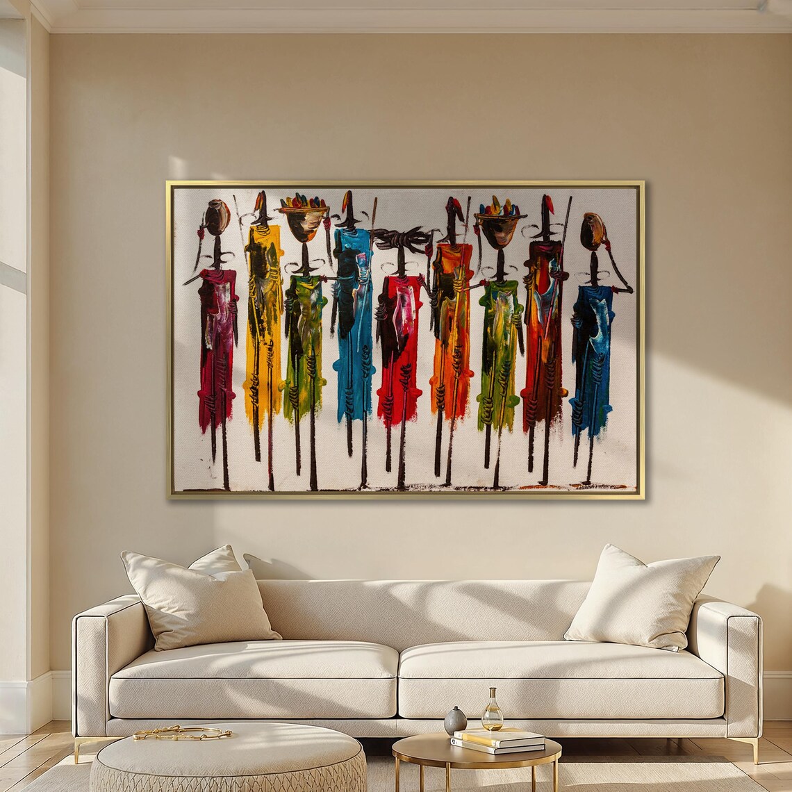 Abstract African Maasai Figures Colorful Tribal Painting Art Poster - Image 5