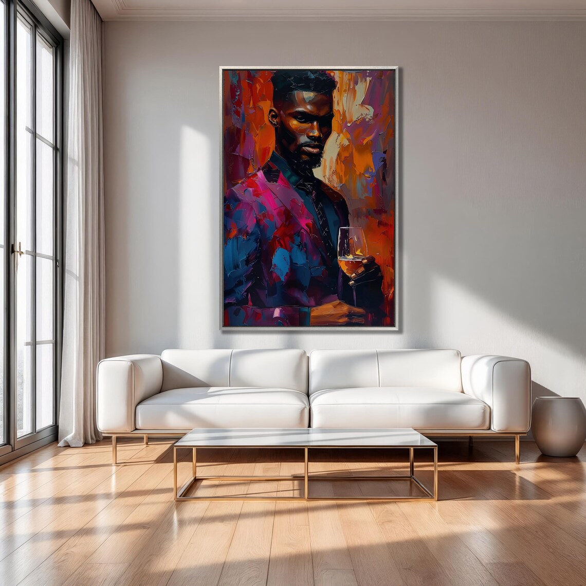 Vibrant Abstract Portrait Of A Gentleman With Wine Glass Poster - Image 3