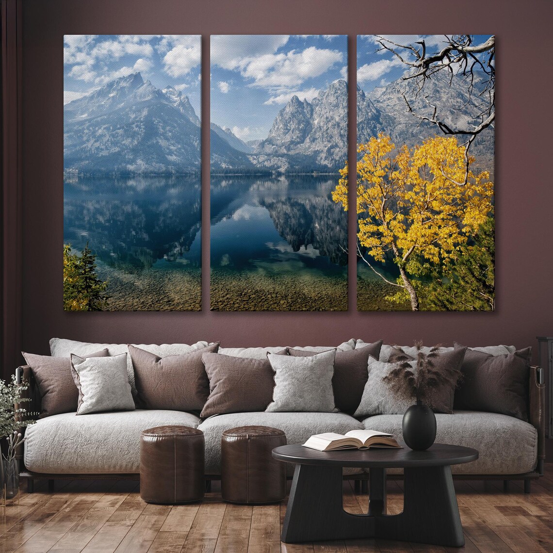 Grand Teton Fall Colors Mountain Lake Reflection Scenic Wall Art - Image 6