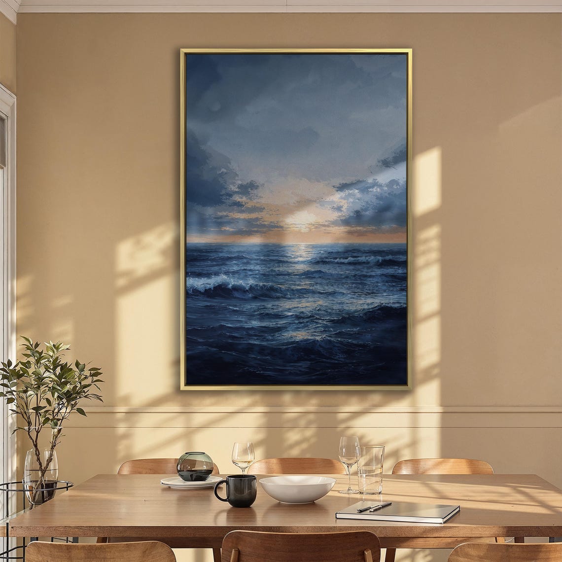Golden Sunset Reflecting Over Deep Dark Blue Ocean Waves Poster - Image 2