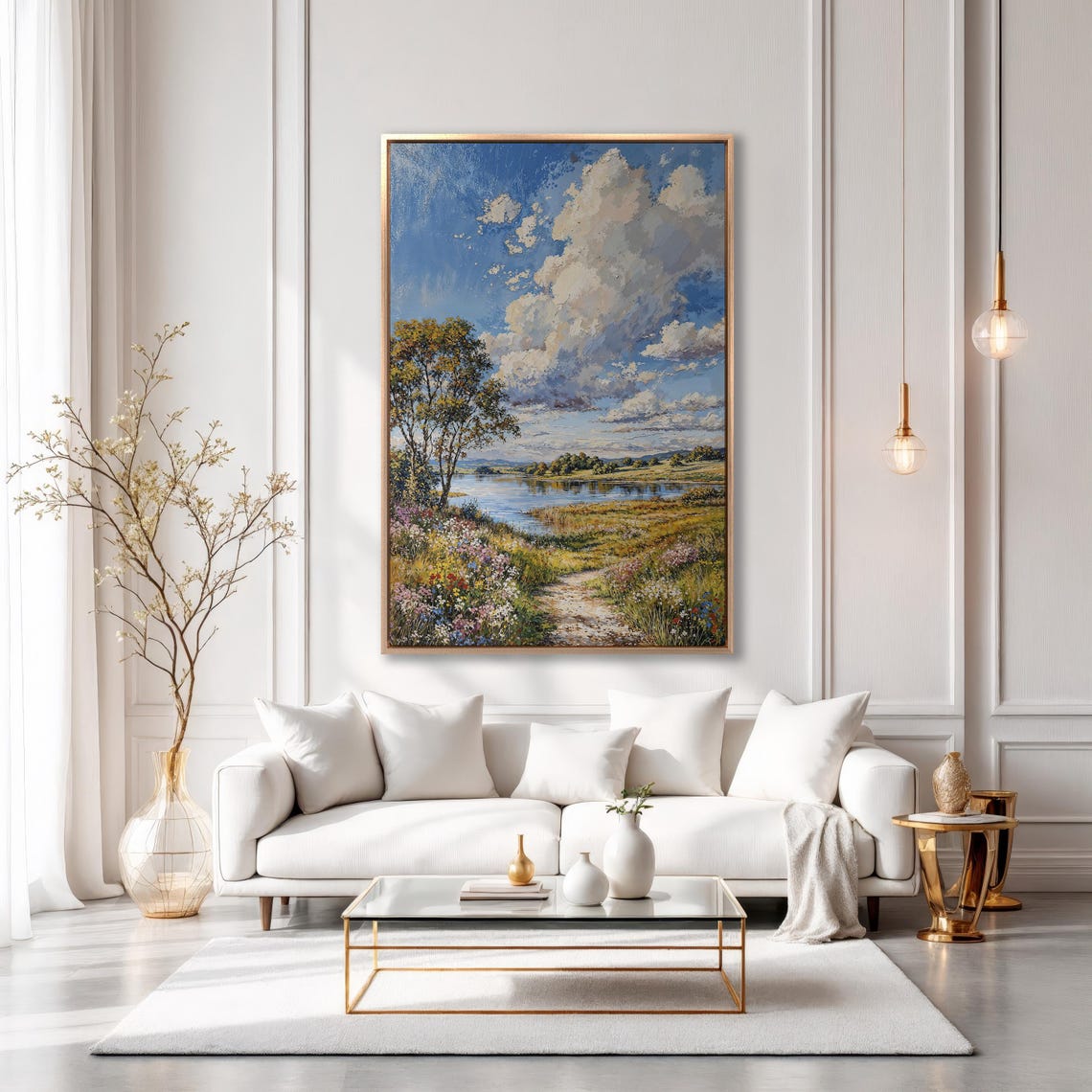 Sunny Countryside Lake With Wildflower Path and Big Sky Poster - Image 6