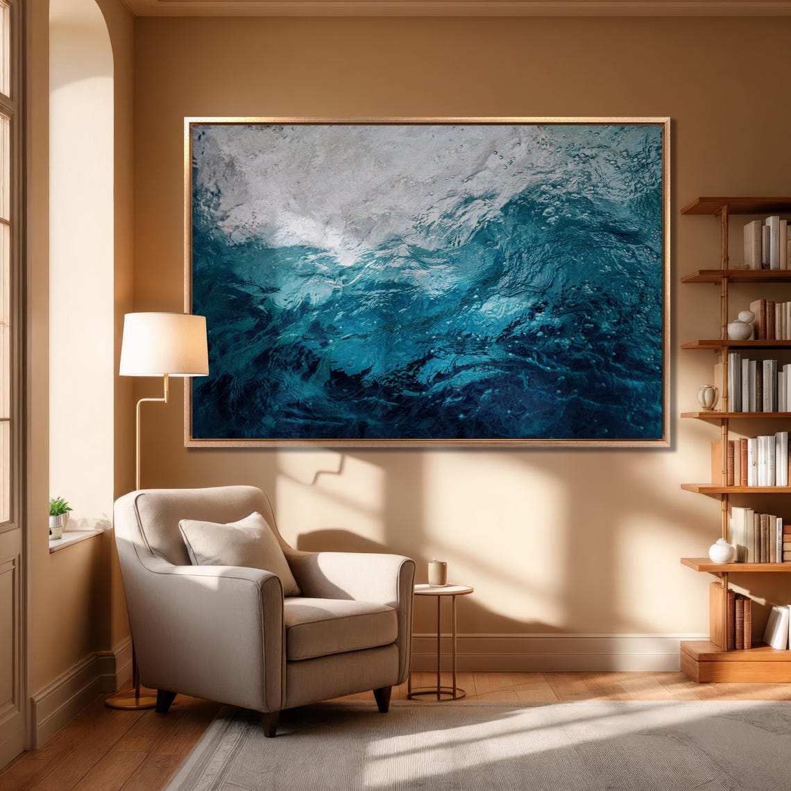 Swirling Turquoise Ocean Wave Abstract Blue Water Photo Poster - Image 3