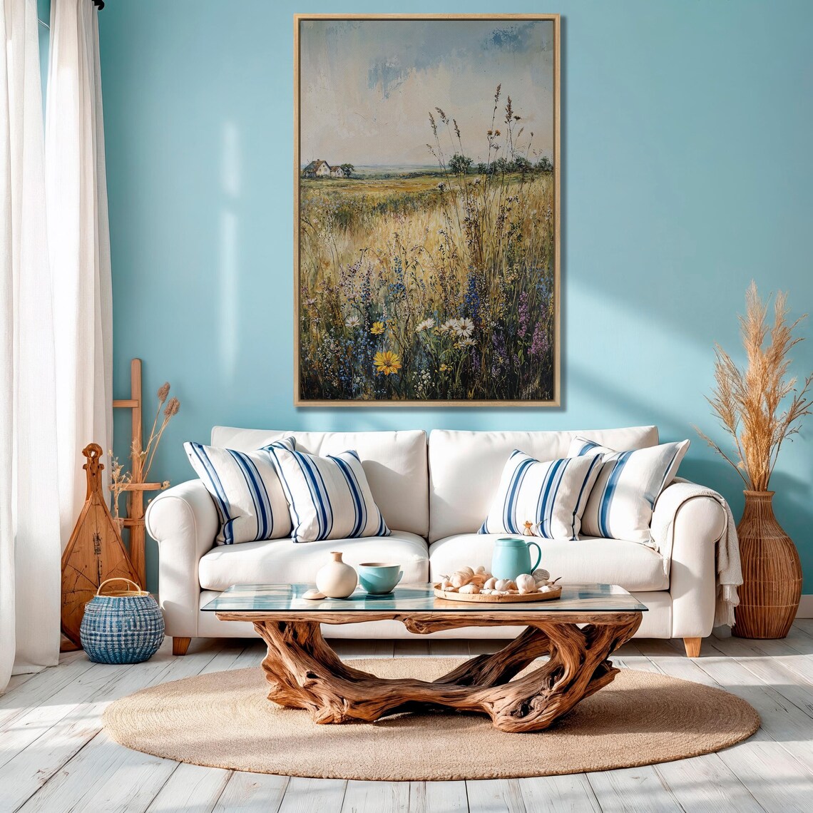 Summer Wildflower Meadow With Distant Farmhouse and Sky Poster - Image 4