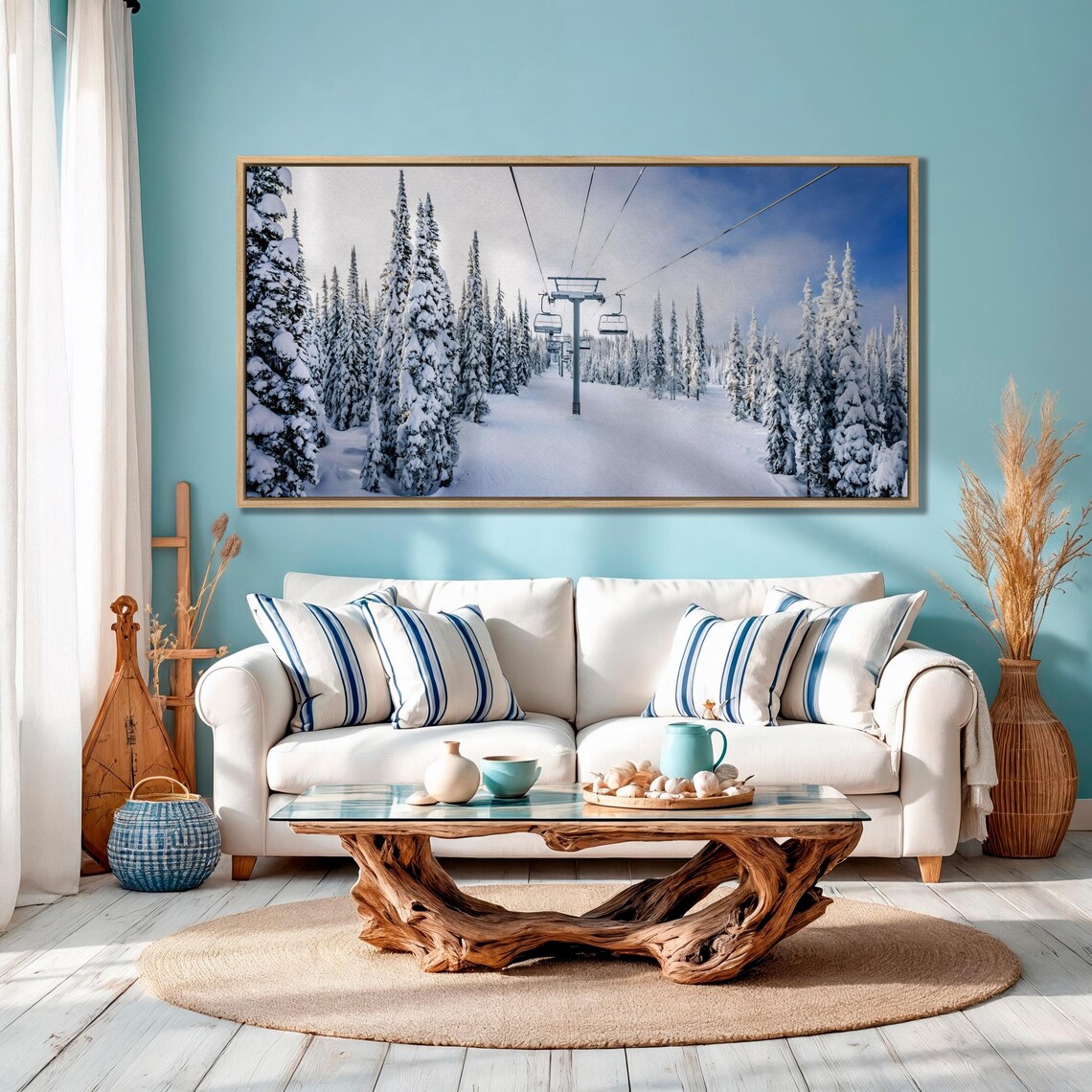Shuswap BC Ski Lift Winter Landscape Art Print - Image 2