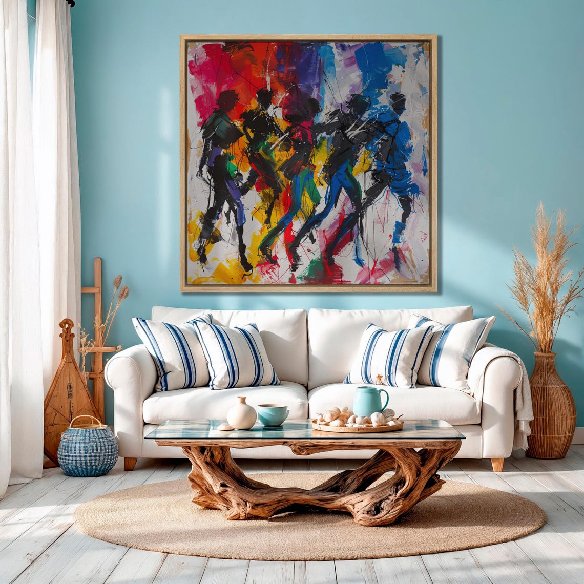 Abstract Dancing People In Vibrant Color Rhythm Painting Art Poster - Image 3