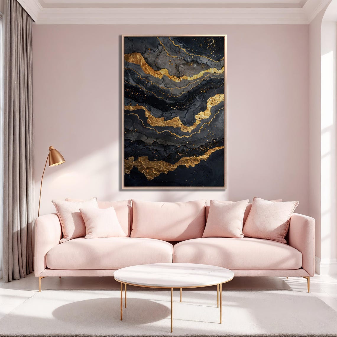 Black And Gold Marble Abstract Luxury Texture Modern Art Poster - Image 2