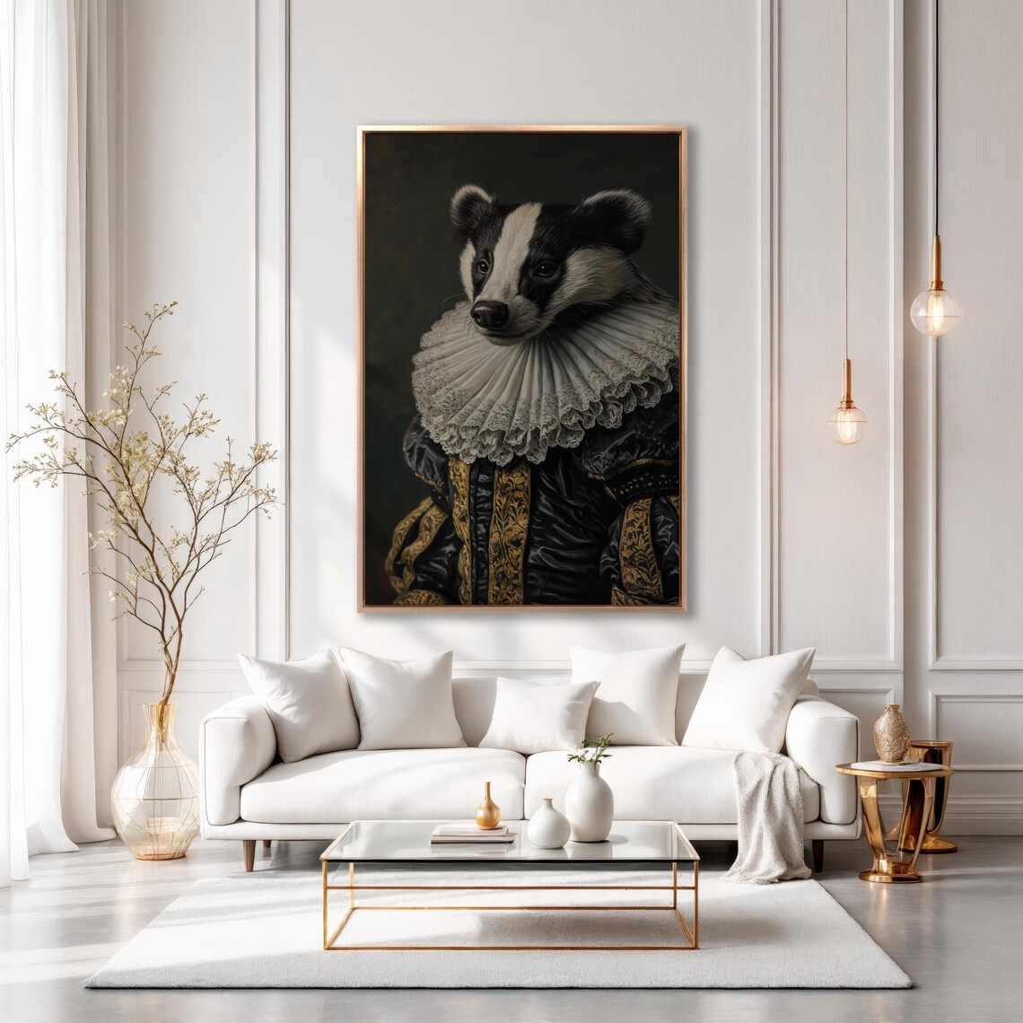 Badger in Elizabethan Ruff Aristocrat Animal Portrait Painting Poster - Image 5