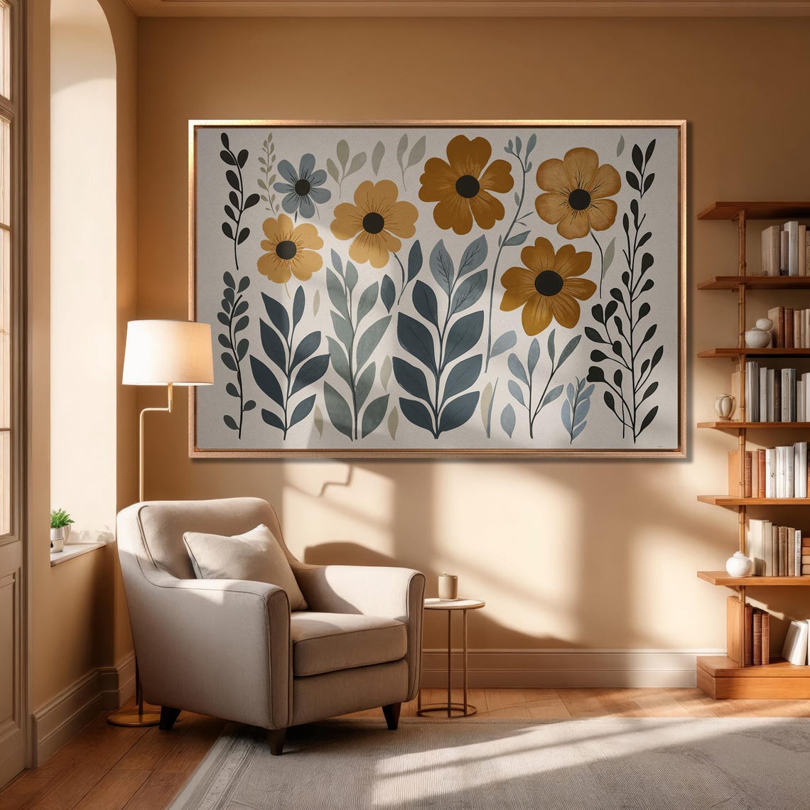 Mustard Cosmos Botanical Illustration Modern Floral Art Poster - Image 6