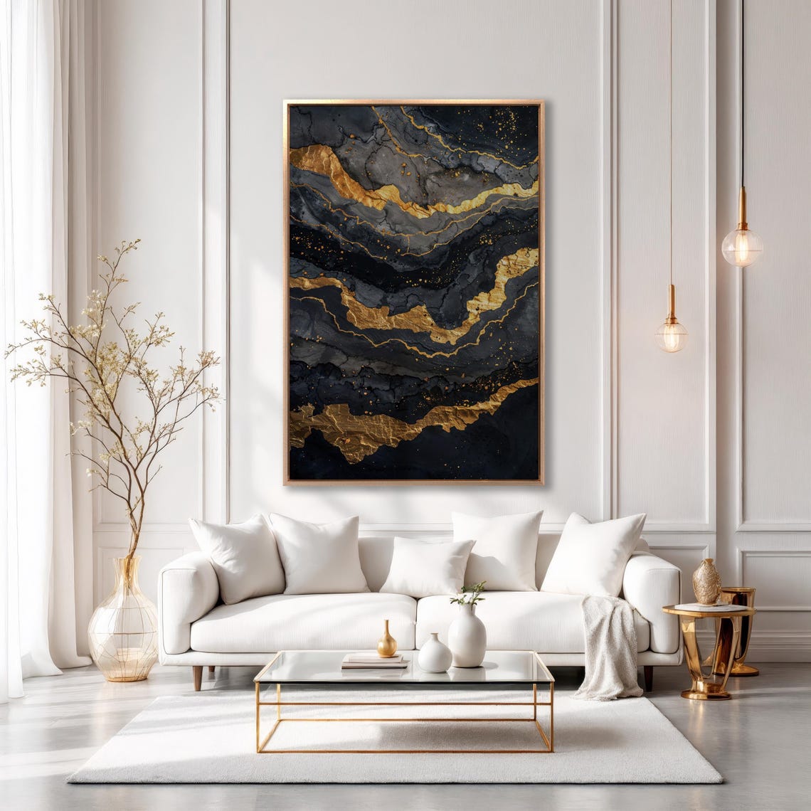 Black And Gold Marble Abstract Luxury Texture Modern Art Poster - Image 4