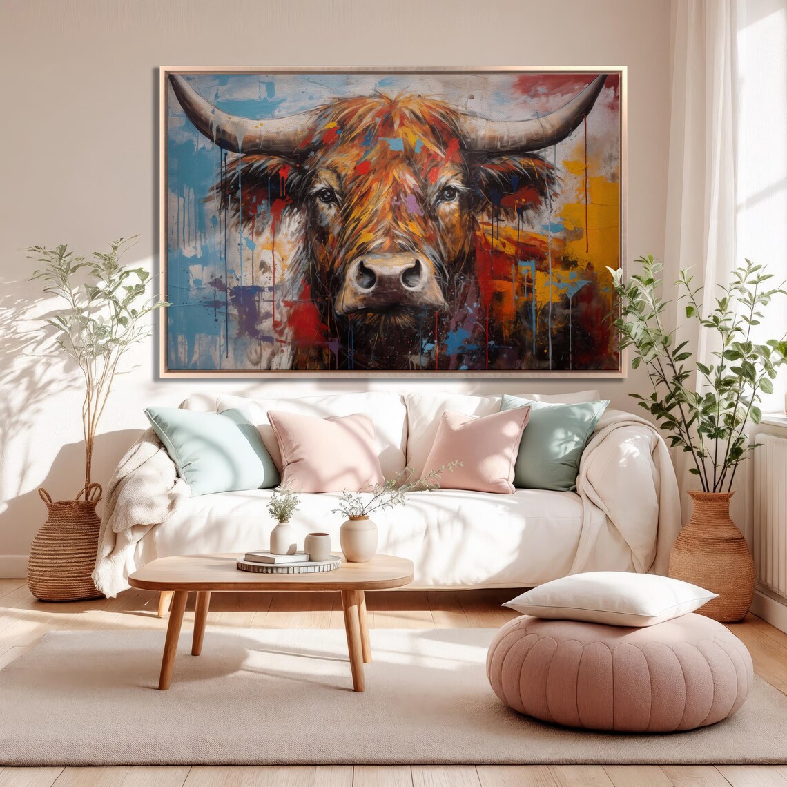 Abstract Cow Pop Art Oil Painting, Farmhouse Art Print - Image 3