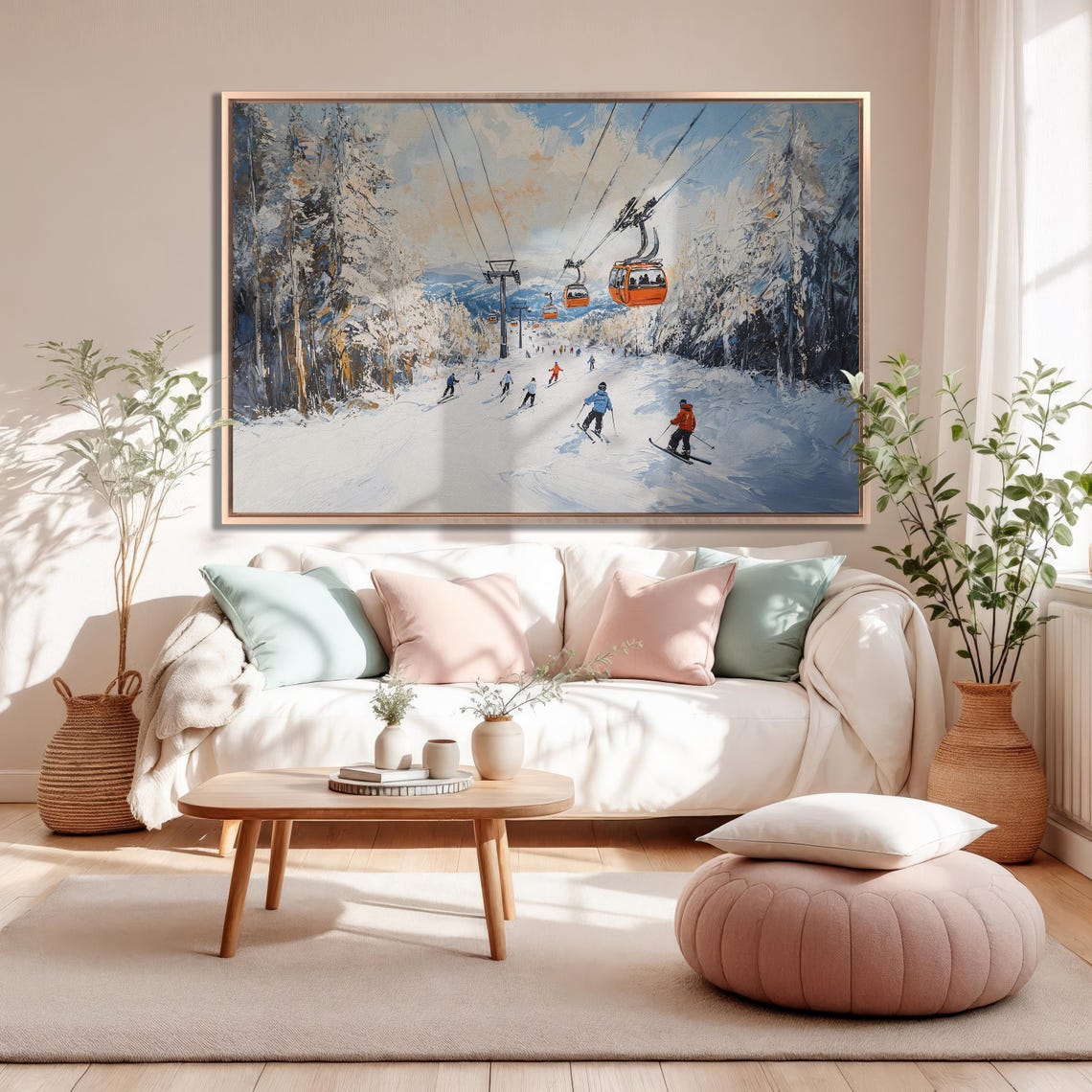 Panoramic Ski Slope with Orange Gondolas and Frosted Trees Poster - Image 5