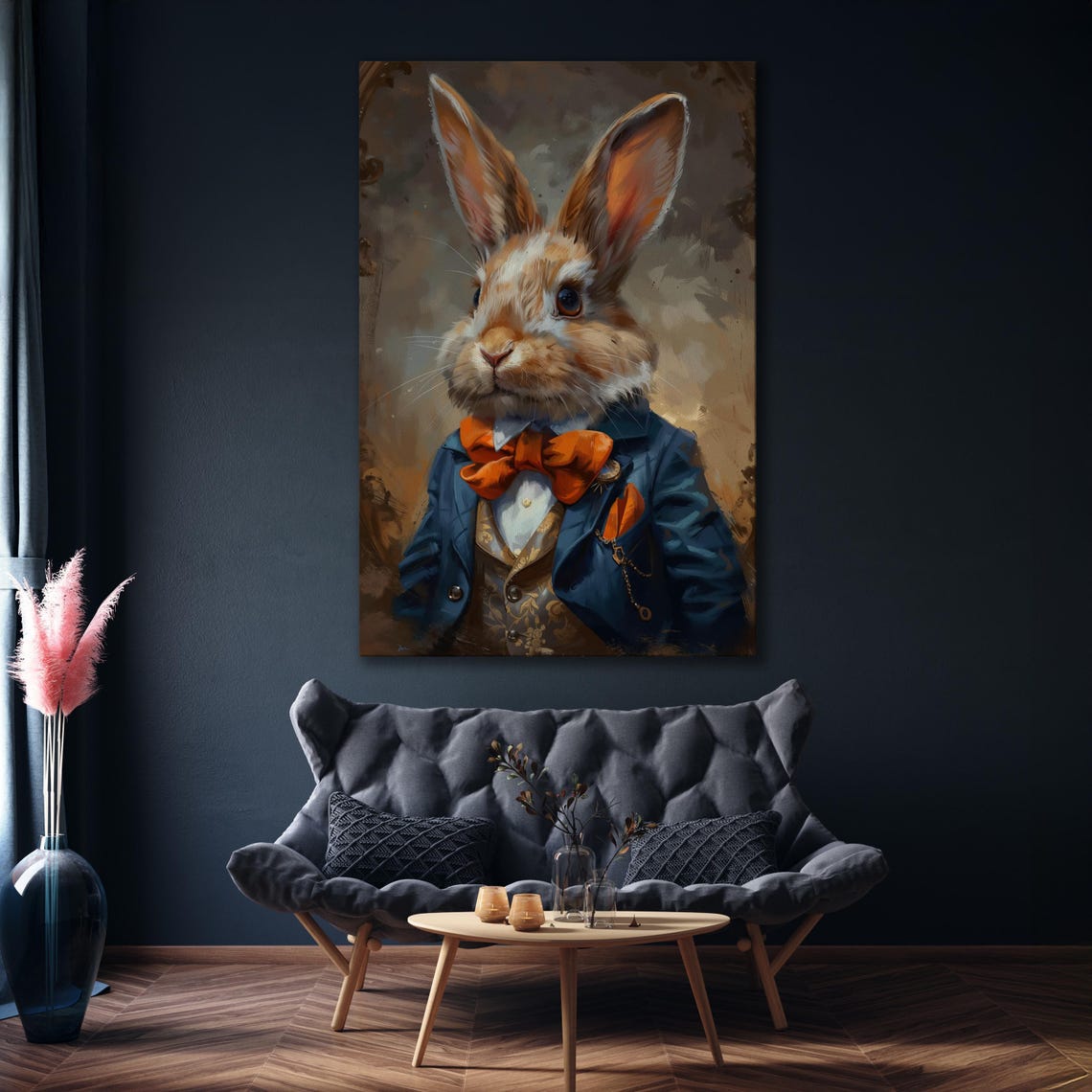 Dapper Rabbit In Blue Suit And Orange Bowtie Elegant Portrait Poster - Image 6