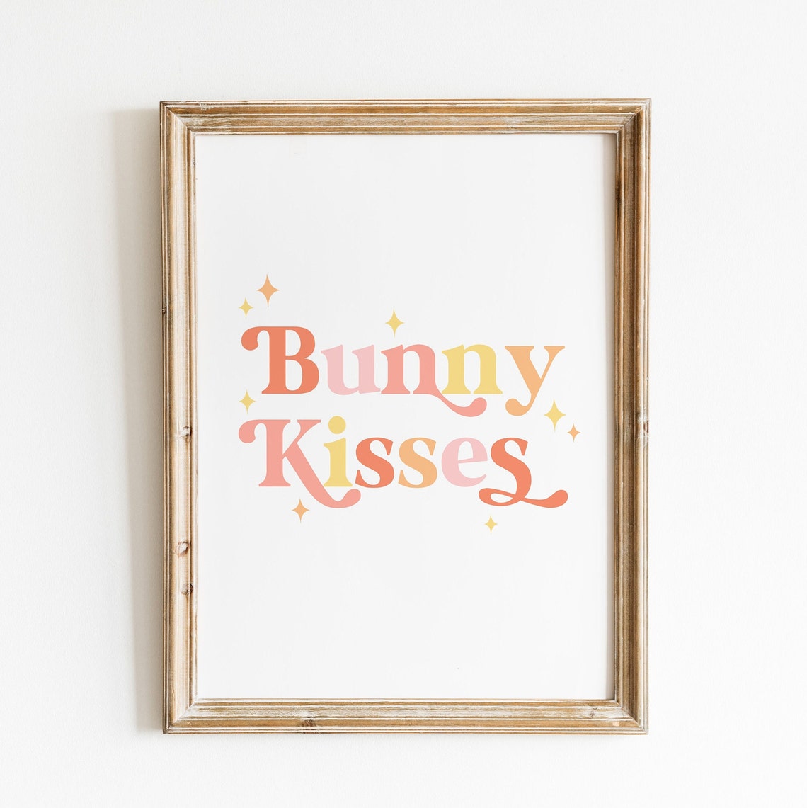 Bunny Kisses Retro Rainbow Typography Easter Celebration Poster