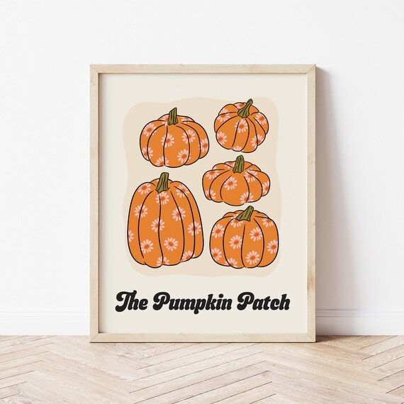 The Pumpkin Patch Daisy Decorated Pumpkins Fall Halloween Poster