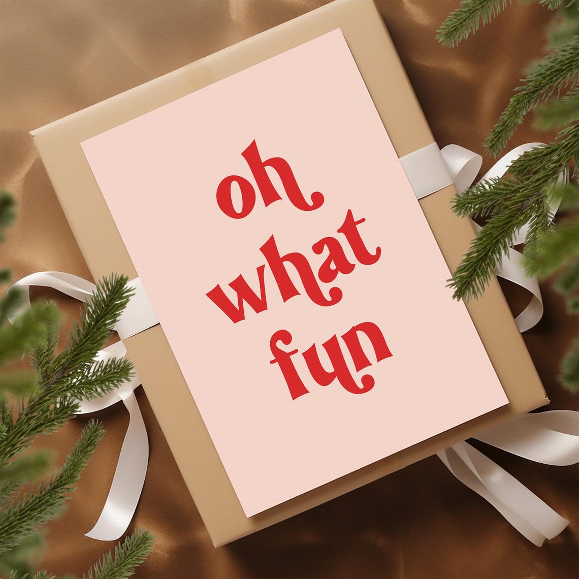 Oh What Fun Bold Red Retro Typography Christmas Holiday Poster