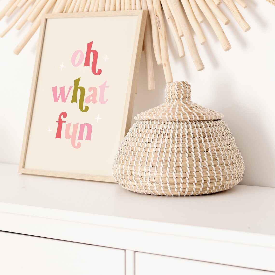 Oh What Fun Retro Christmas Typography Festive Holiday Art Poster - Image 2