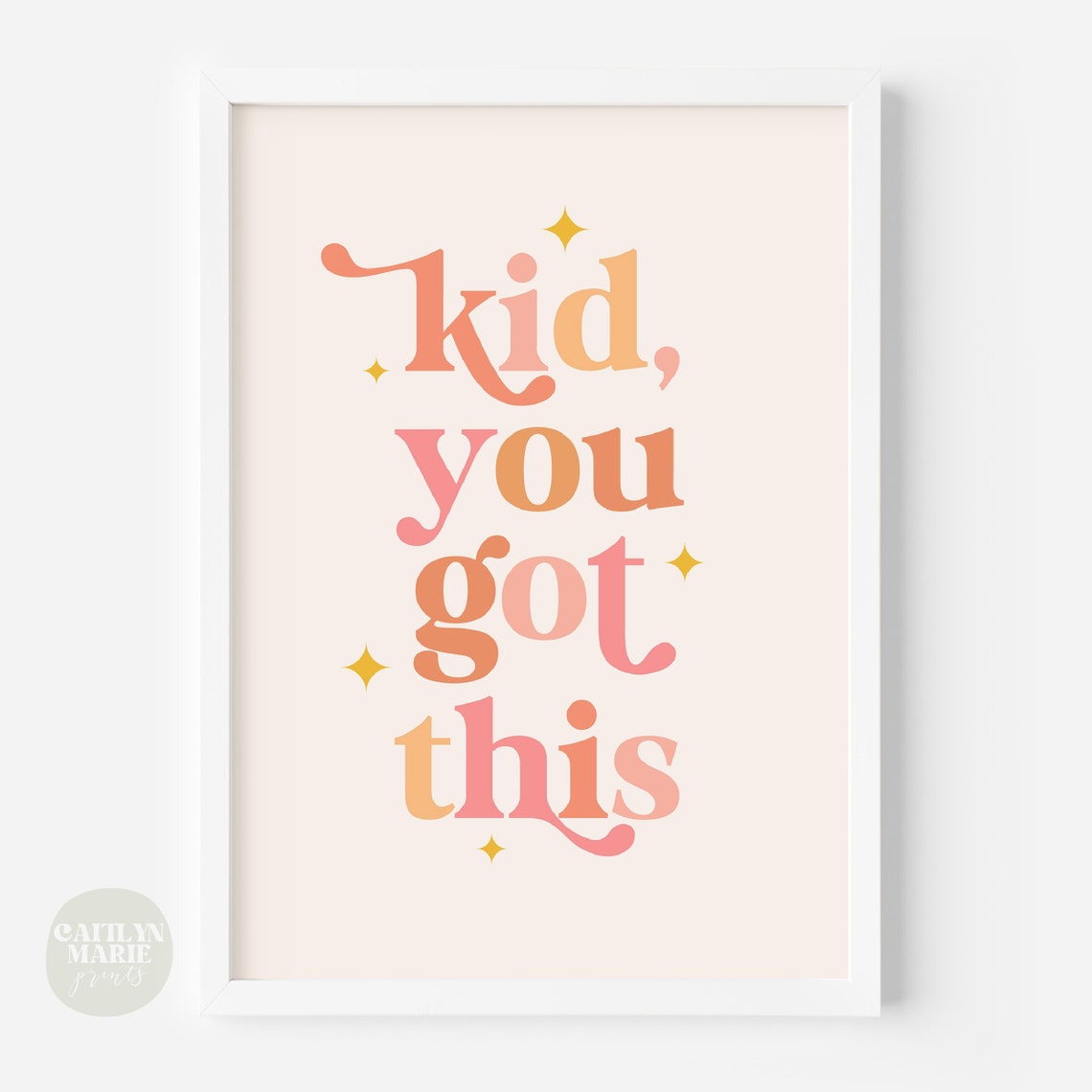 Kid You Got This Retro Script Encouragement Nursery Quote Wall Art - Image 2