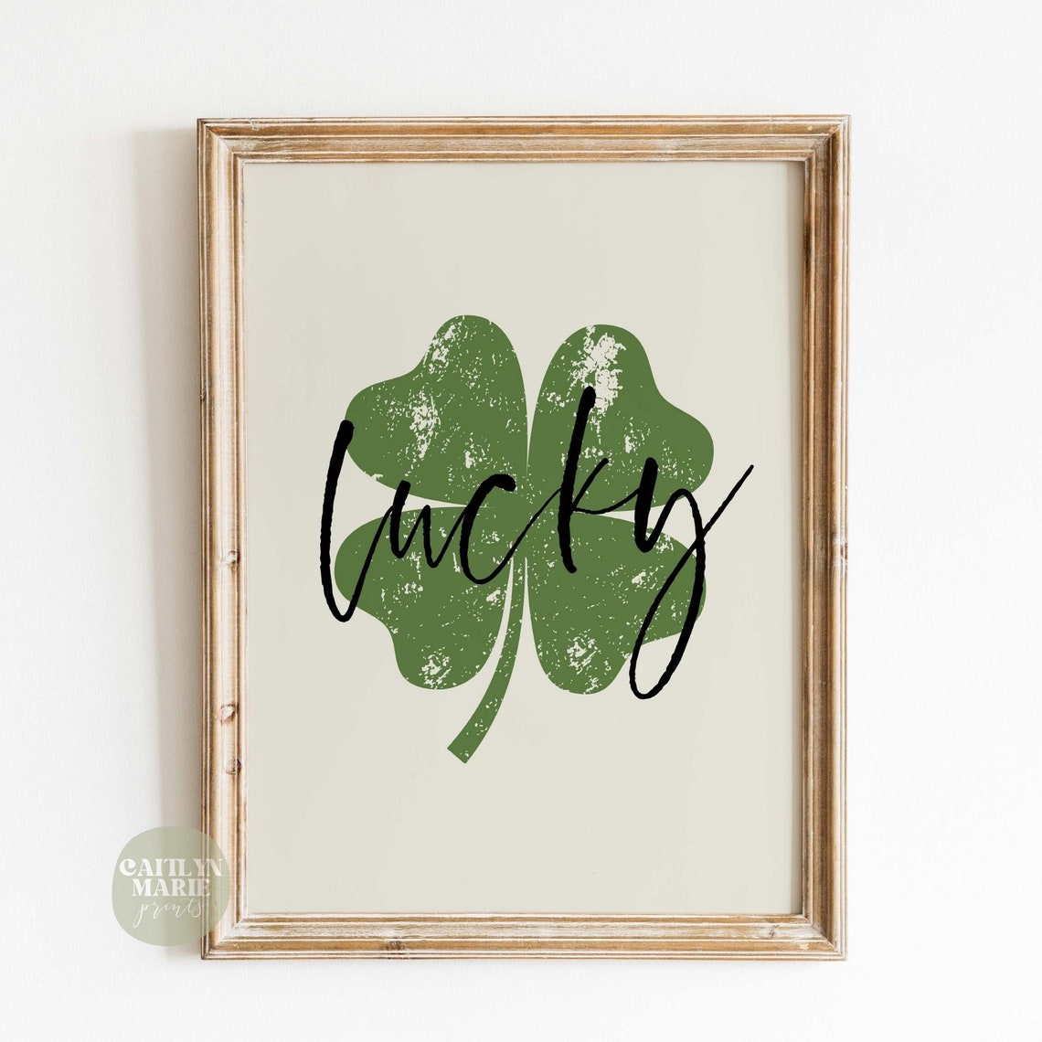 Lucky Shamrock Distressed Green Clover Script Saint Patrick Poster - Image 3