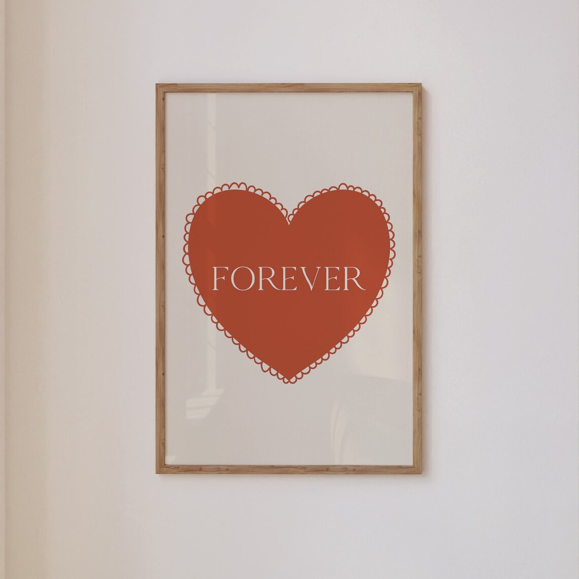 Forever Red Heart Scalloped Edge Romantic Quote Valentine Poster - Image 2