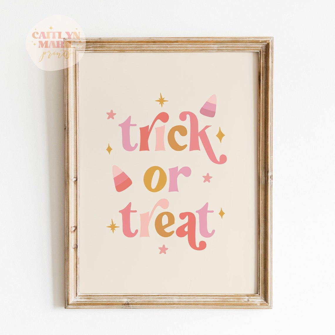 Trick or Treat Retro Multicolor Lettering Candy Corn Art Print - Image 2