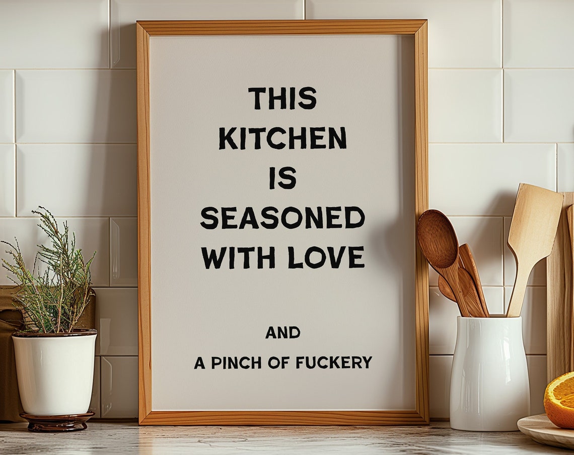 This Kitchen Is Seasoned with Love Funny Quote Kitchen Wall Poster