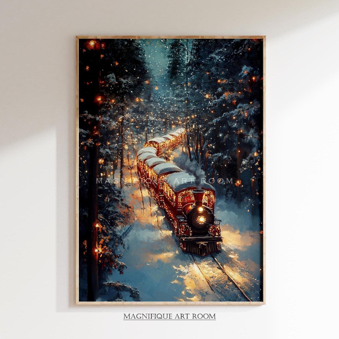 Polar Express Train Vintage Christmas Art Print