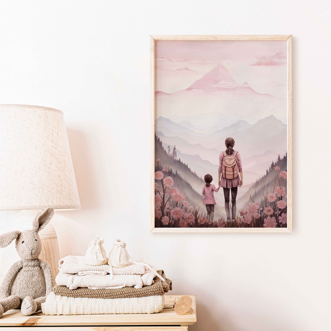 Mother And Daughter Bond Art Print, Rustic Nursery Decor - Image 2