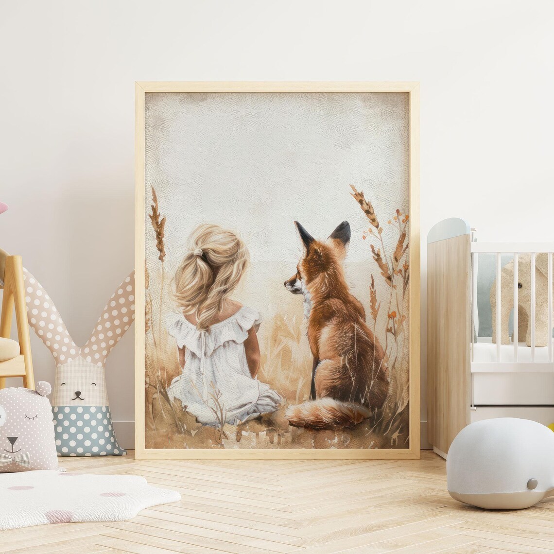 Fox Nursery Decor Vintage Girl and Fox Art Print - Image 4