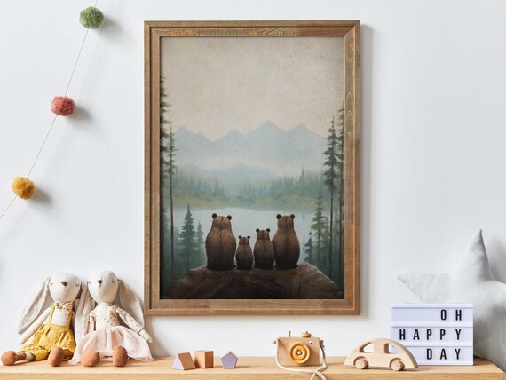 Bear Family Toddler Room Wall Art Print