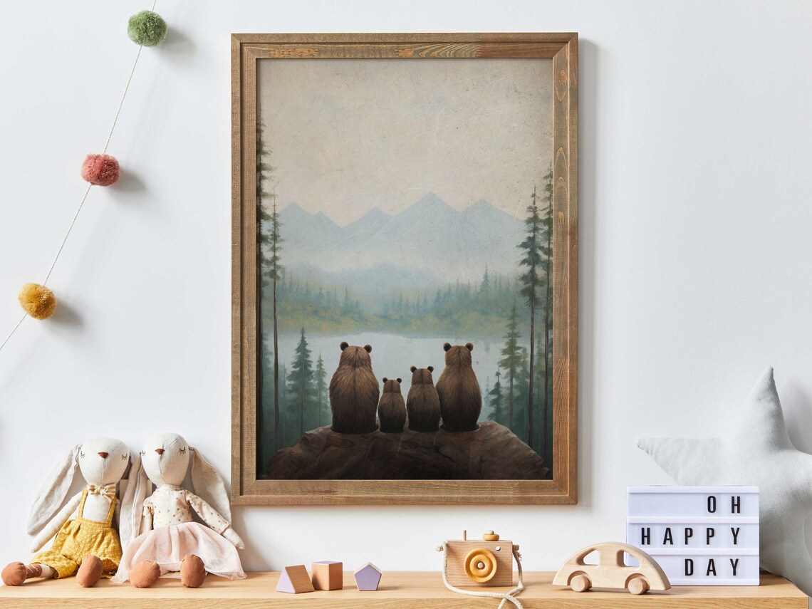 Bear Family Toddler Room Wall Art Print